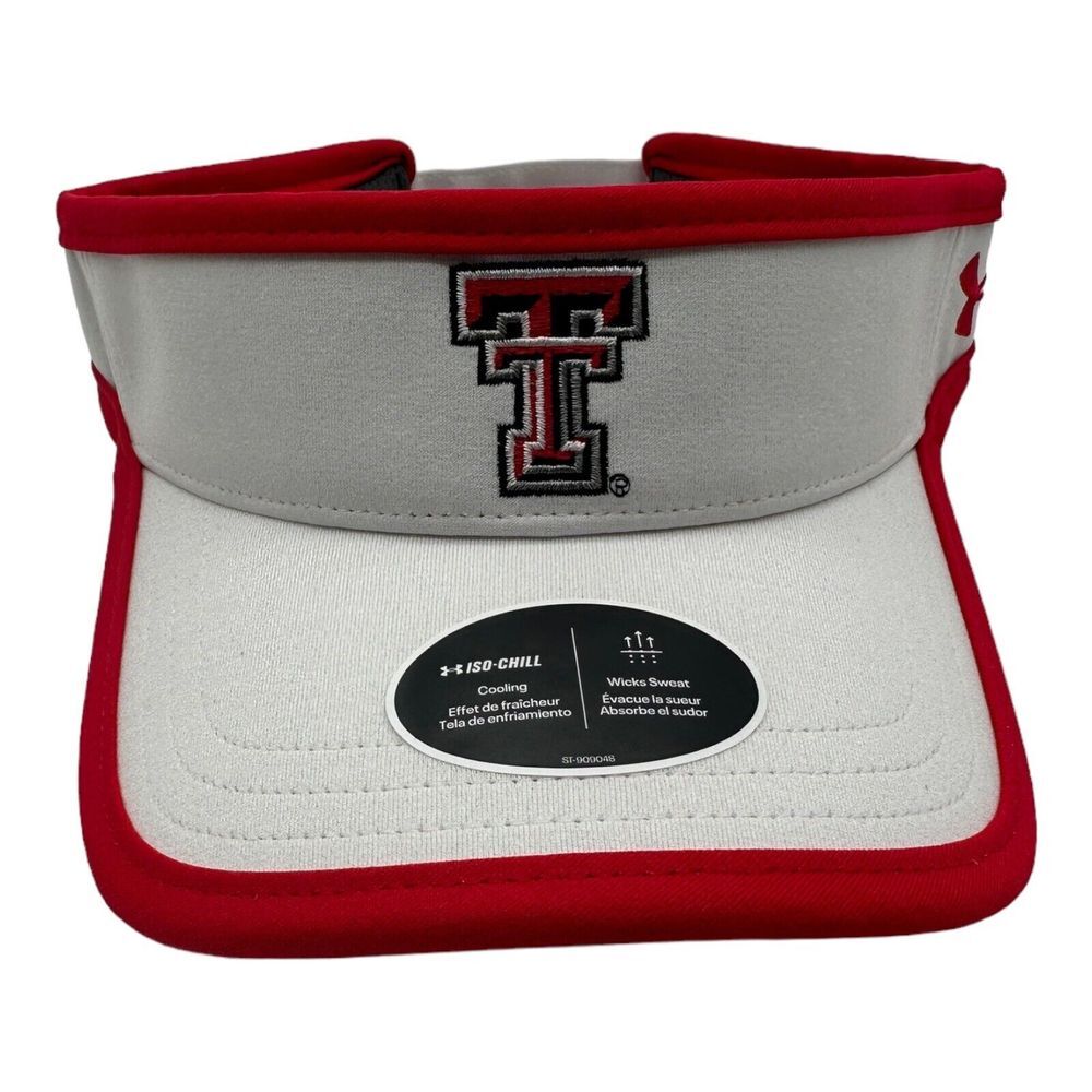 NWT Texas Tech Red Raiders Under Armour Iso-Chill Visor Unisex White/Red Sz S/M